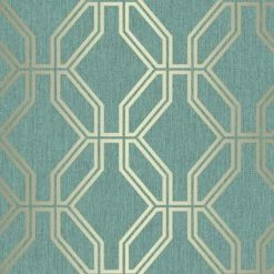 Rasch Highgrove Abstract Textured Wallpaper (10m X 53cm) (Teal/Pale Gold)