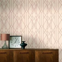 Rasch Portfolio Geometric Linear Wallpaper (10m X 53cm) (Pink/Rose Gold) -RASCH Store 70357922 2