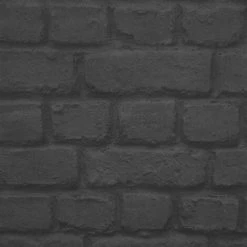 Rasch Brick Textured Wallpaper (10m X 53cm) (Black)