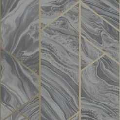 Rasch Marble Effect Textured Wallpaper (10m X 53cm) (Charcoal)