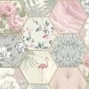 Rasch Patchwork Hexagon Wallpaper (10m X 53cm) (Pink/Grey) -RASCH Store 70358201 1