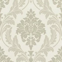 Rasch Glam Shimmering Damask Textured Wallpaper (10m X 53cm) (Beige)