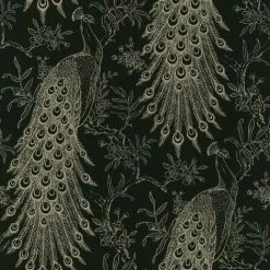 Rasch Pandore Peacock Wallpaper (32.1ft X 21in) (Black/Gold)