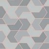 Rasch Portfolio Hexagon Wallpaper (10m X 53cm) (Grey/Rose Gold)