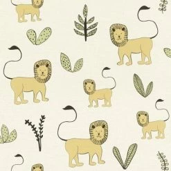 Rasch Bambino XVIII Lions Textured Wallpaper (10m X 53cm) (Natural)