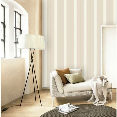 Beige Cream Metallic Silver Stripe Striped Wallpaper Dots Modern Luxury Rasch 5 Beige Cream Metallic Silver Stripe Striped Wallpaper Dots Modern Luxury Rasch - Image 3