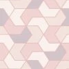 Pink White Geometric Hexagon Wallpaper Metallic Sheen Glitter Modern Rasch -RASCH Store 9385876 1