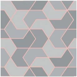 Grey Rose Gold Geometric Hexagon Wallpaper Metallic Sheen Glitter Modern Rasch