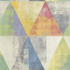 Rasch Green Yellow Blue Red Pastel Triangle Paste Wall Geometric Vinyl Wallpaper
