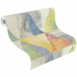 Rasch Green Yellow Blue Red Pastel Triangle Paste Wall Geometric Vinyl Wallpaper -RASCH Store 9730455 3