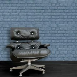 RASCH Urban Brick Effect Blue Wallpaper Embossed Textured Industrial Metallic Silver -RASCH Store 9730459 3